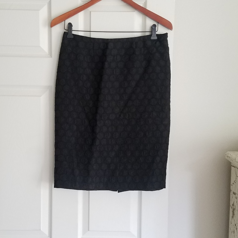 Maeve Anthro 4 Black Skirt Polka Dot Textured